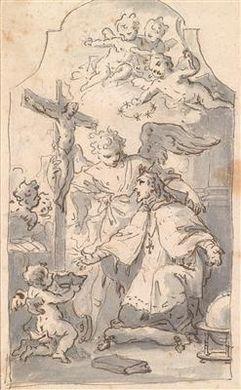 Design for an altar painting with Saint Nepomuk by 
																	Franz Xaver Wagenschoen