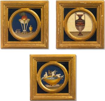 A Set Of Three Italian Neoclassical Micromosaic Panels by 
																	Giacomo Raffaeli