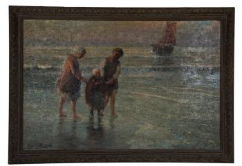 Children at the seashore by 
																			Carel Eugene Mulertt