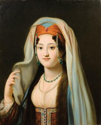 Jeune Femme En Habit Traditionnel Ottoman by 
																	Charles Francois Jalabert