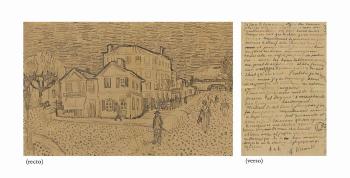 La maison de Vincent à Arles (La maison jaune) (recto); page of a letter from Vincent to his brother Theo (verso) by 
																	Vincent van Gogh