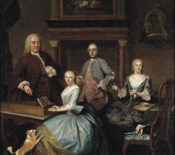 Portrait of a family, in an interior by 
																	Jan Maurits Quinkhard