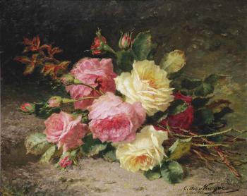 Boeket rozen: Roses by 
																	Charles de Naeyer