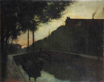 Oude stad: A sunset view of a canal by 
																	Jan Eduard Karsen