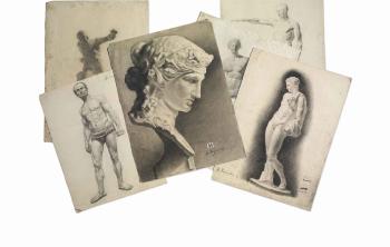 Bacchus. Antinoos of Belvedere. Unfinished Venus de Milos. Borghese gladiator, L'Ecorché. Standing man by 
																	Maria Vasilevna Iakunchikova