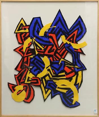Abstract in blue, red and yellow by 
																	Ron Tatro