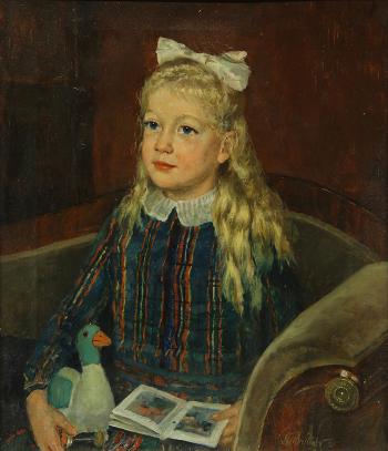 Portrait of a young girl by 
																	Nicholas Basil Haritonoff