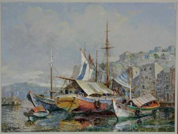 Harbor Scene with Sailing Boats by 
																	Antonis Kanas