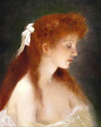A redhead beauty in profile by 
																			Edouard Alexandre Sain