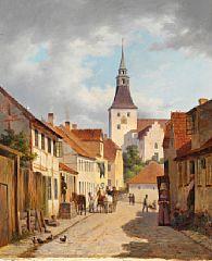 Kattesundet with the Church of Our Lady in Svendborg by 
																	Andreas Juuel