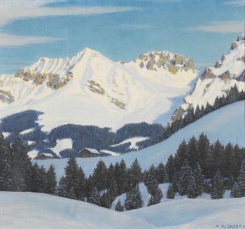 Verschneite Berglandschaft by 
																	Arnold Hans Daepp