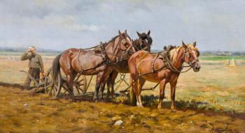 Bauern mit Pferden beim Pflügen by 
																	Marie Guise Newcomb