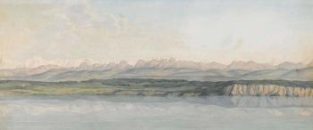 La chaîne des Alpes depuis Neuchâtel by 
																	Jean Frederic D'Ostervald