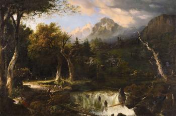 Waldlandschaft Mit Wasserfall by 
																	Friedrich August Elsasser
