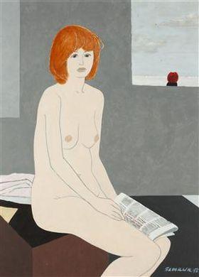 Nude Girl Sitting by 
																	Arnost Paderlik
