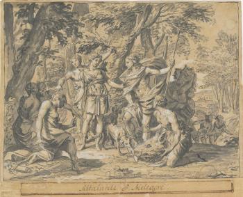 Meleager awarding Atalanta the head of the Calydonian Boar by 
																	Charles Marc Tuscher