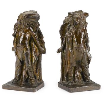 Indian Chiefs: A Pair of Bookends by 
																			Charles Henry Humphriss