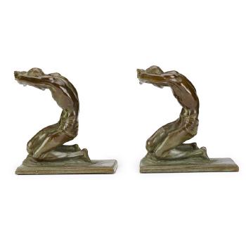 Kneeling Men: A Pair of Bookends by 
																			Isidore Konti
