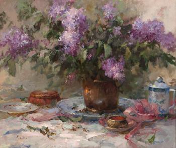 Still life with lilacs by 
																			Claire Ruby