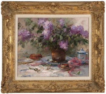 Still life with lilacs by 
																			Claire Ruby