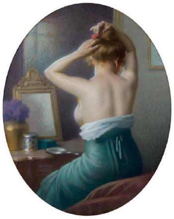 La toilette (jeune femme de dos se coiffant) by 
																	Antony Troncet