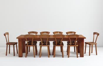 Rare dining table and set of ten chairs by 
																	Alexandre Noll