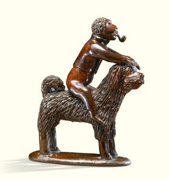 Pipe-smoking Monkey Riding a Dog by 
																	 S Bell and Sons