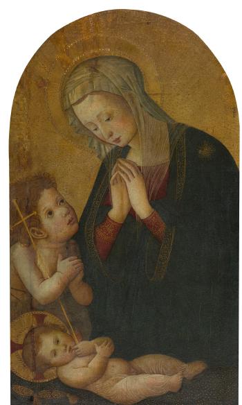Madonna And Child With The Infant Saint John The Baptist by 
																	 Pseudo Pier Francesco Fiorentino