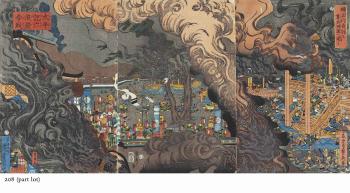 A group of approximately 39 triptychs mainly depicting processions and battle scenes, some incomplete by 
																	Utagawa Yoshitora