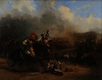 Cavalry skirmish by 
																			Pierre Jules Jollivet