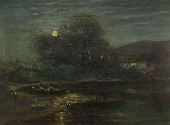 Boating by moonlight by 
																			G E Jau