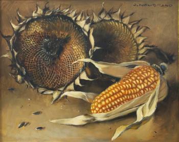 Sonnenblumen und Maiskolben by 
																	Otto Neubrand