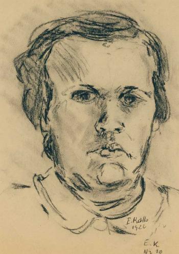 En-face-Portrait eines Mannes als Schulterstück by 
																	Edmund Kalb