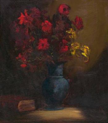 Blumenstrauß in blauer Vase by 
																			Paul Hans Ohmert