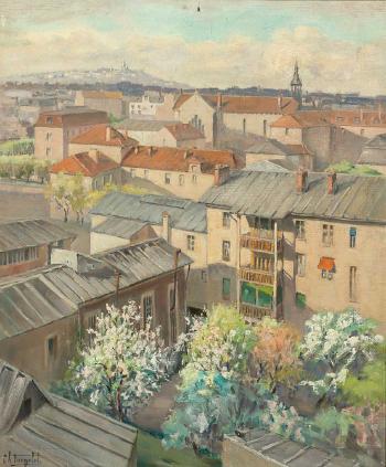 Blick über die Dächer von Paris auf den Montmartre by 
																			Charles Albert Forgelot