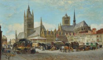 Ypres cloth hall and square by 
																	John Fulleylove