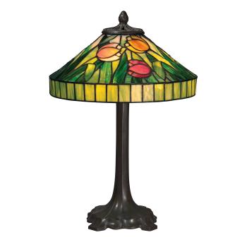 J. A. Whaley & Co. Patinated-Metal and Leaded Glass Tulip Lamp by 
																	 J A Whaley & Co.