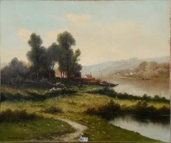 Paysage animé à la rivière by 
																	Nikolai Andrejewitsch Okolowitsch