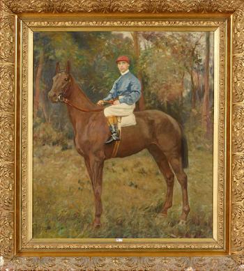 Jockey sur son cheval by 
																	George Jamotte
