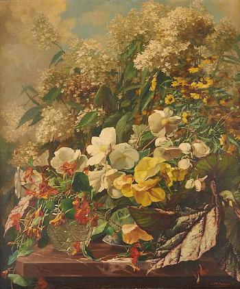 Composition florale sur entablement by 
																	Georges Philippe Jacqmotte