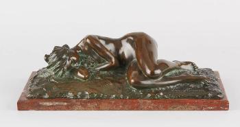 Jeune femme nue endormie by 
																	Emile Namur