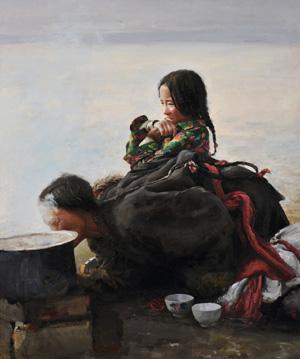 The Tibetan Women by 
																	 Xu Weixin