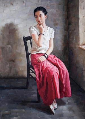 The gril in red skirt by 
																	 Rui Baojun