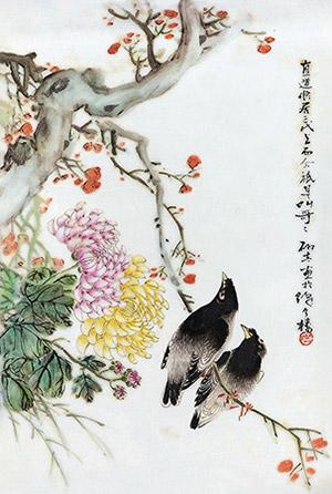 Flower and Birds by 
																	 Yu Hanqing