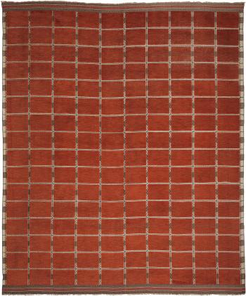 Rutig rod halvflossa (Chequered red half pile) rug by 
																	Marta Maas-Fjetterstrom
