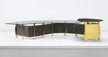 Unique dining table, designed for the residence of Joan Weinstein, Chicago by 
																	Ronald Krueck