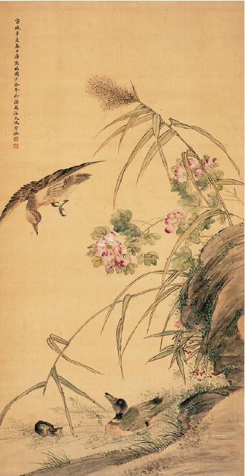 Mandarin ducks and reed by 
																	 Tang Xiong