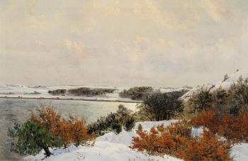 Wintery snowy Seascape by 
																	Peder Vilhelm Jensen-Klint