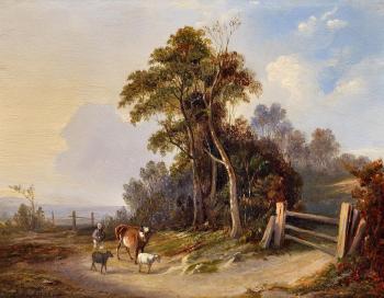 American Landscape with Shepherds (Hudson Valley) by 
																			Jasper Francis Cropsey