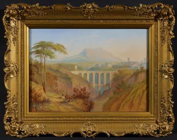 Italian Landscape with Aqueduct by 
																			Carl Laeisz